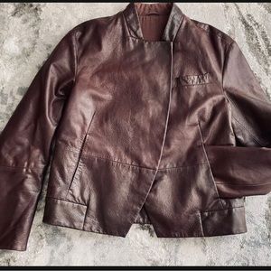 Brunello Cuccinelli Women’s Moto Brown Biker Leather Jacket size 40 ITALY